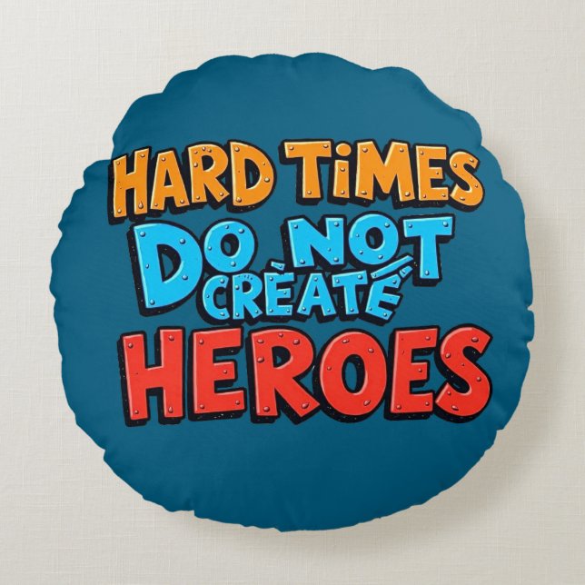 Almofada Redonda Vibrant Gradient Typographical Create Heroes  (Frente)