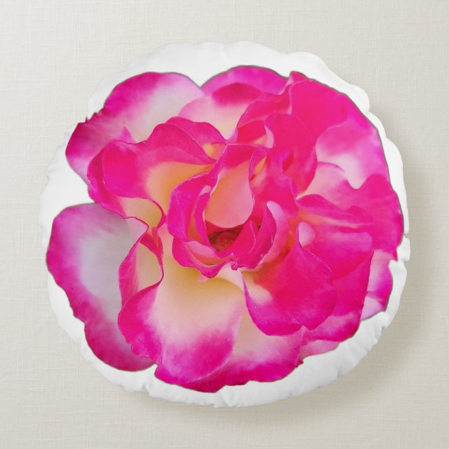 Almofada Redonda Vibrant Pink Rose Round Pillow (Frente)