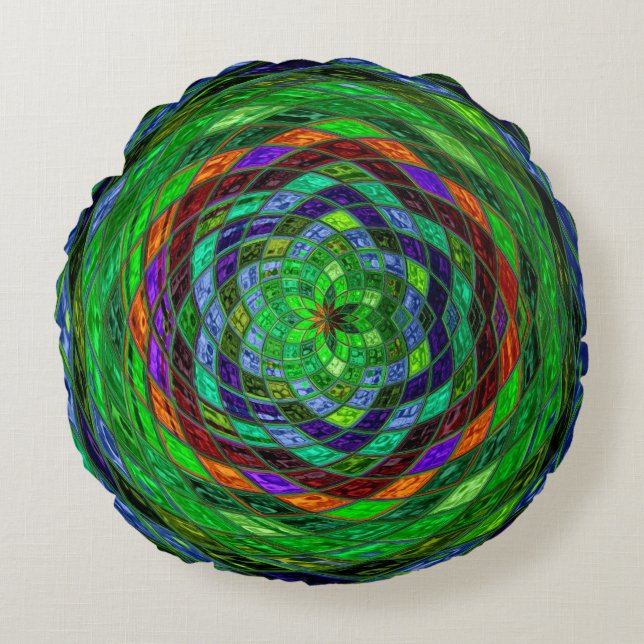 Almofada Redonda Vidro abstrato Mosaico Obtido #8 (Frente)