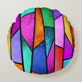 Almofada Redonda Vidro colorido Travesseiro de cor azul-púrpura-azu