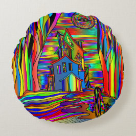 Almofada Redonda Vidro De Mancha Abstrato, Assustador,