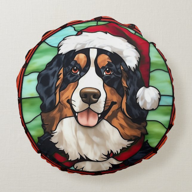 Almofada Redonda Vidro de Natal com Montanha de Berna (Verso)