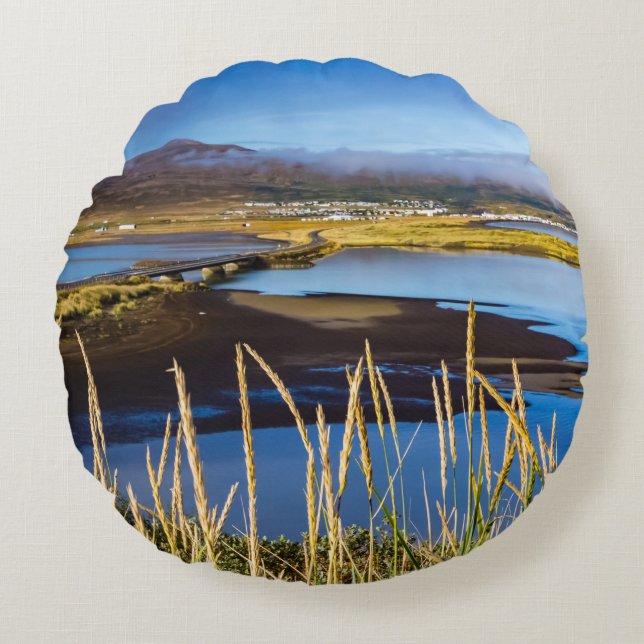 Almofada Redonda View on Saudarkrokur and Skagafjordur, Islândia (Frente)