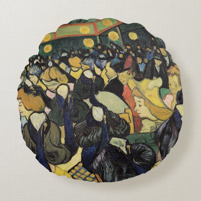 Almofada Redonda Vincent van Gogh | a dança salão em Arles, 1888 (Frente)