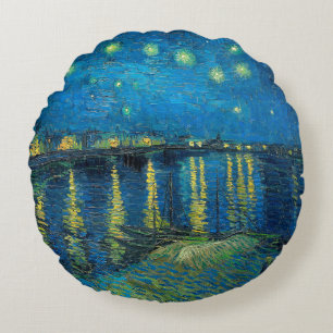Almofada Redonda Vincent Van Gogh Noite Estrelada Sobre o Ródano