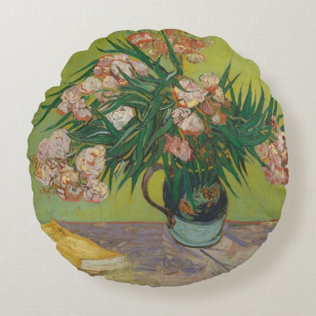 Almofada Redonda Vincent Van Gogh Oleander pintura em flor (Frente)