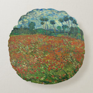 Almofada Redonda Vincent Van Gogh Poppy Field Floral Vintage Art