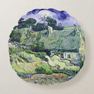 Almofada Redonda Vincent van Gogh Thatched casas de campo em