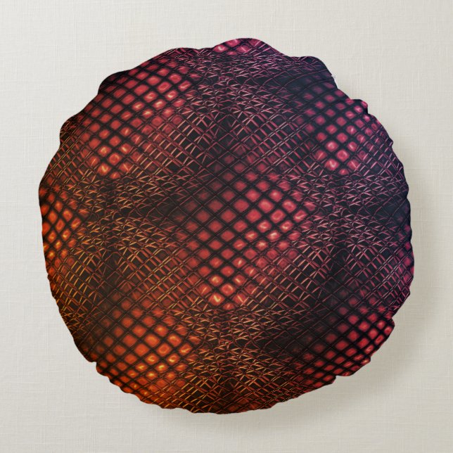 Almofada Redonda Vinho tinto desenhado que parece tanga de juta (Verso)