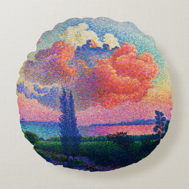 Almofada Redonda Vintage A Nuvem Rosa (1896) (Frente)