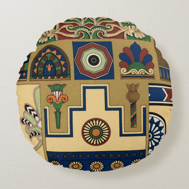 Almofada Redonda Vintage Assyrian Sun (Frente)