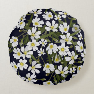 Almofada Redonda vintage brushless floral pattern with white field