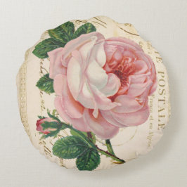 Almofada Redonda Vintage - Carte Pink Postale Avec Rosa
