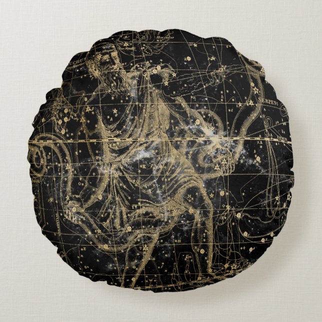 Almofada Redonda Vintage Celestial Star Map Background (Frente)