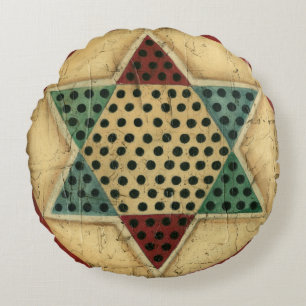 Almofada Redonda Vintage Chinese Checkerboard por Ethan Harper