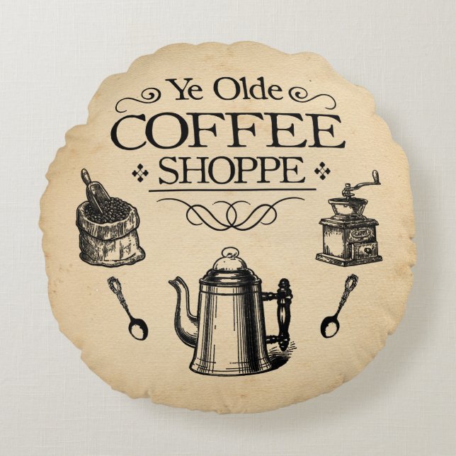 Almofada Redonda Vintage Coffee Compro (Frente)
