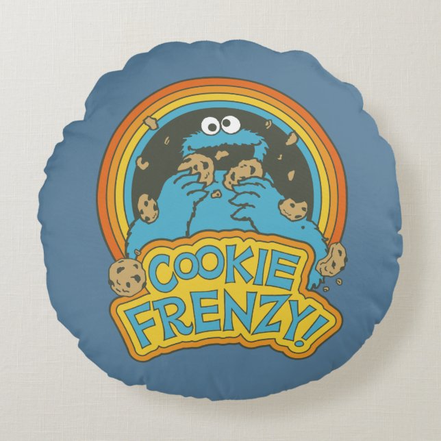 Almofada Redonda Vintage Cookie Monster | Cookie Frenzy (Frente)