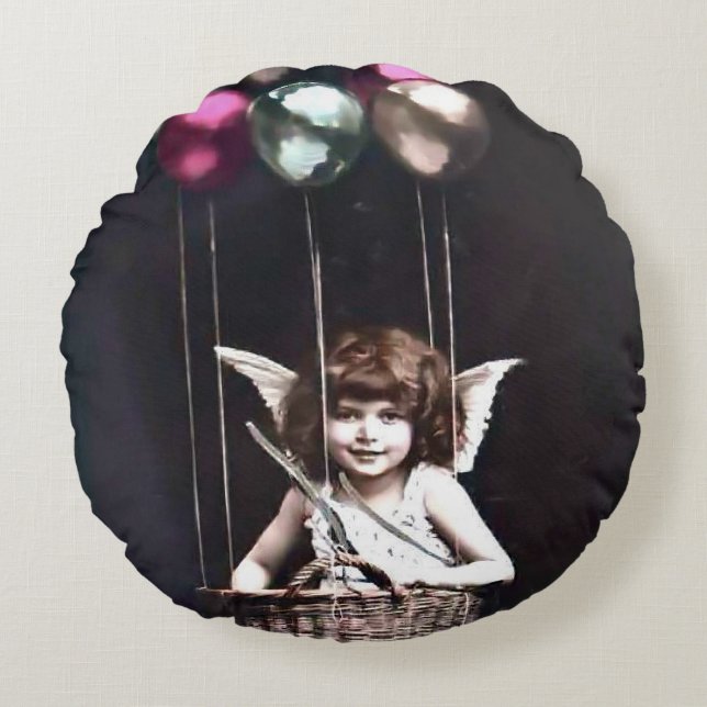 Almofada Redonda Vintage Cupid (Frente)