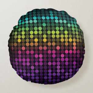 Almofada Redonda Vintage de multicores brilhante Abstrato Art