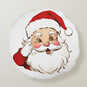 Almofada Redonda Vintage de Natal - Cláusula Santa Simples Branca