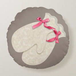 Almofada Redonda Vintage elegante luvas de inverno lutas de fita li