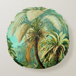 Almofada Redonda Vintage Ernst Haeckel Palmas Botânicas