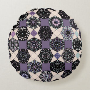 Almofada Redonda Vintage Floral Mandala: Colorida sem Seiva