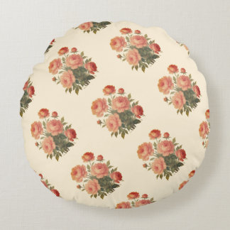 Almofada Redonda Vintage Floral Pink Peonies
