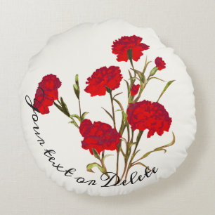 Almofada Redonda Vintage Floral Vermelho Personalizável