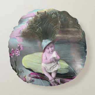 Almofada Redonda Vintage French April Fool Pistcard