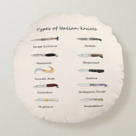Almofada Redonda Vintage Italian Knives Pattern Throw Pillow