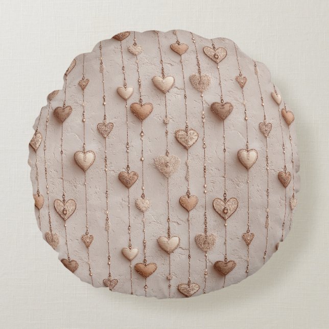 Almofada Redonda Vintage Lace Heart Strings (Frente)