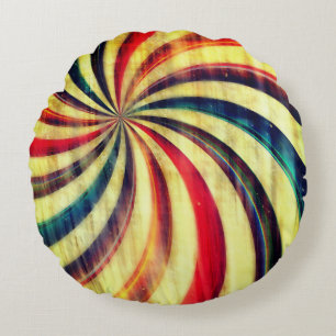 Almofada Redonda Vintage peppermint candy striped espiral colorido