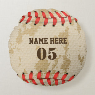 Almofada Redonda Vintage Personalizado Nome do Baseball Número Retr