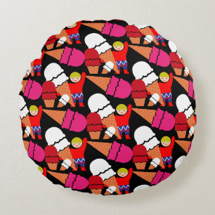 Almofada Redonda Vintage Retro Sorvete Art