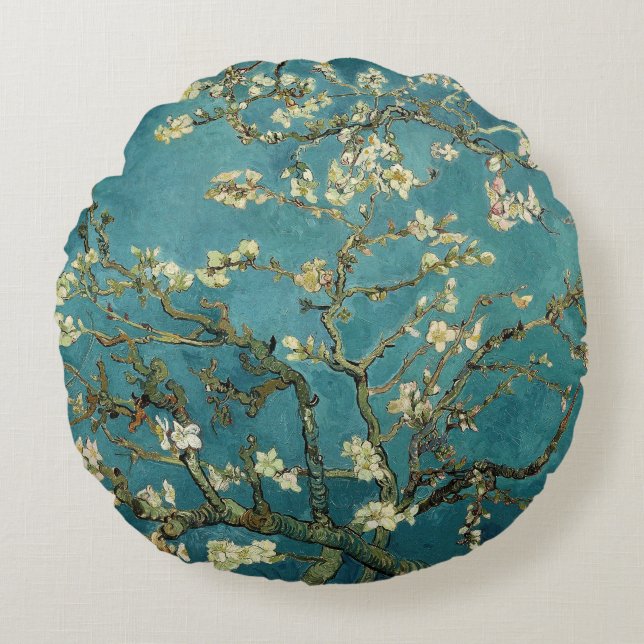 Almofada Redonda Vintage Reversible Van Gogh Almond Blossom (Frente)