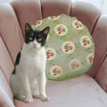 Vintage Rosa Doily Green Damask