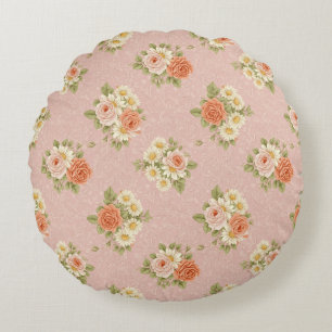 Almofada Redonda Vintage Rosa e Daisy Bedding