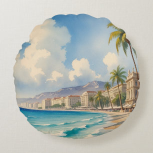 Almofada Redonda Vintage Style Monte Carlo Beach Viagem