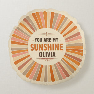 Almofada Redonda Vintage Sunburst "Você é Meu Sol"