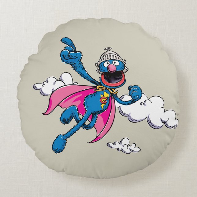 Almofada Redonda Vintage Super Grover (Frente)