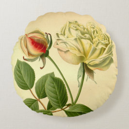 Almofada Redonda Vintage Tea Rosa Gloire De Dijon Red Yellow