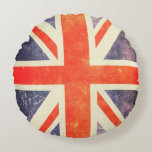 Almofada Redonda Vintage Union Jack flag<br><div class="desc">Olá,  este design representa a famosa tomada do sindicato de bandeira em uma versão vintage e usada.</div>