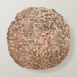 Almofada Redonda Vintagem de mosaico abstrato brilhante com brilho