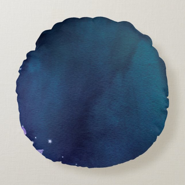 Almofada Redonda Vintagem do papel floral (Frente)