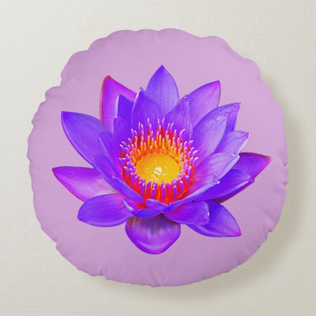Almofada Redonda Violet Lotus Flower em Violet (Frente)