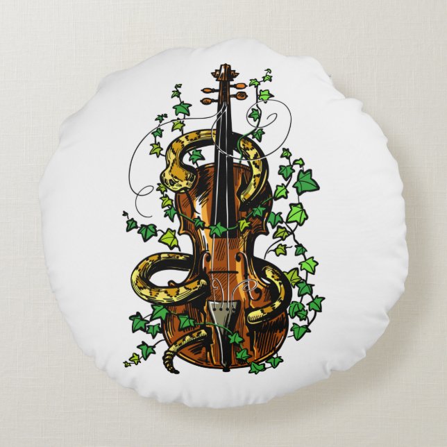 Almofada Redonda Violino e cobra (Verso)