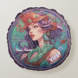 Almofada Redonda Virgo Personalizado Zodiac