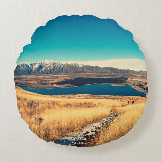 Almofada Redonda Visão cêntrica no ponto de vista da cúpula do Mont (Frente)