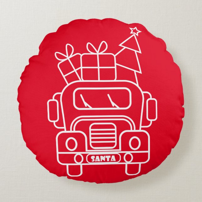 Almofada Redonda Visão geral da frente do carro de Papais noeis de  (Frente)